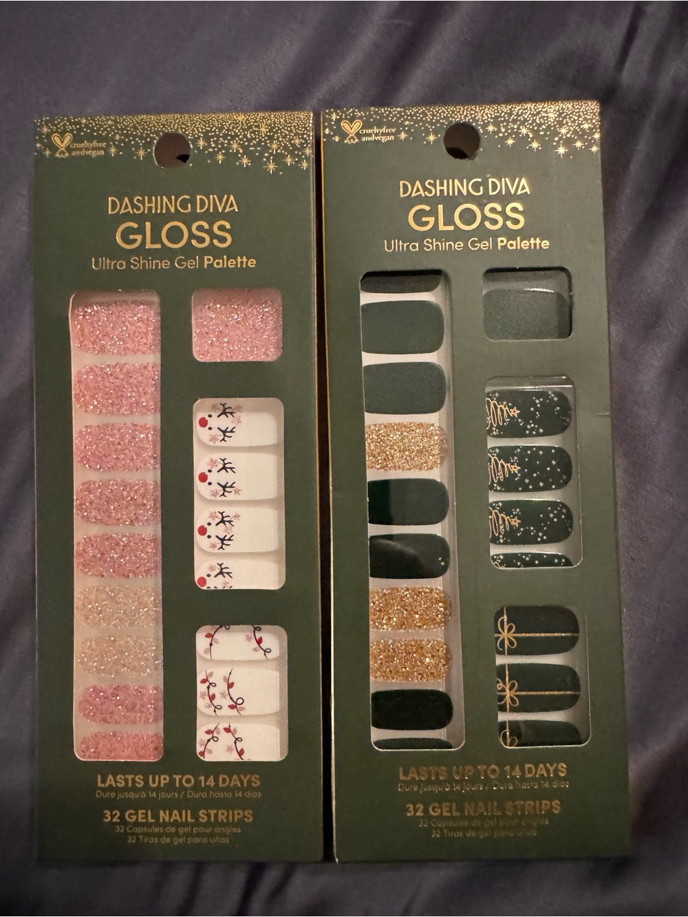 Dashing Diva nails - Gloss Ultra Shine Gel Nail Strips - Pink & Green Sets